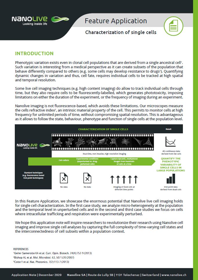 Application Note Single Cell Characterization Application Note Single Cell Characterization