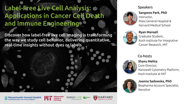 Flyer_MIT-No_Qrcode_700x405px Seminar - Label-Free Live Cell Analysis: Applications in Cancer Cell Death and Immune Engineering