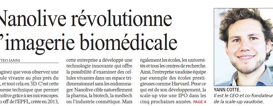 Nanolive featured in the newest issue of Agefi economic and finance newspaper