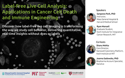 Seminar – Label-Free Live Cell Analysis: Applications in Cancer Cell Death and Immune Engineering