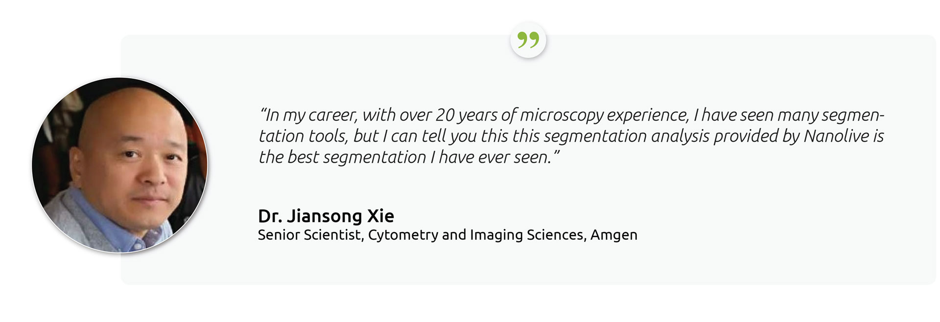 Testimonials_Amgen Dr. Jiansong Xie, Amgen testimonial